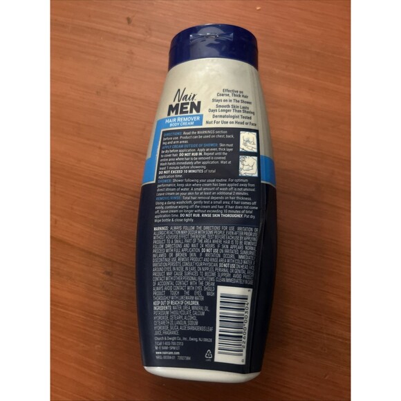 Nair Men Body Cream Hair Remover, Body Hair Removal Cream, 12 Oz - Picture 2 of 2